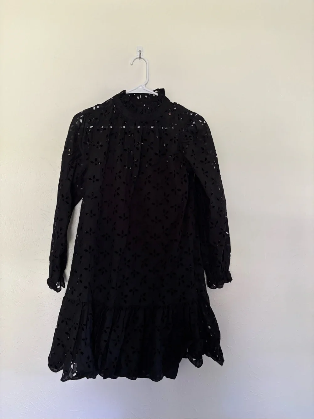 NWT J. CREW COLLECTION $198 BLACK RUFFLE NECK LACE DRESS SZ XS EXTRA SMALL